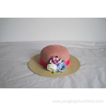 Children Floppy Hat Trimmed With Faux Rose